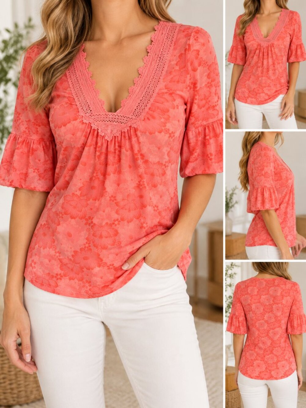 ANN TAYLOR LOFT Pink Floral Boho Peasant Top Shirt